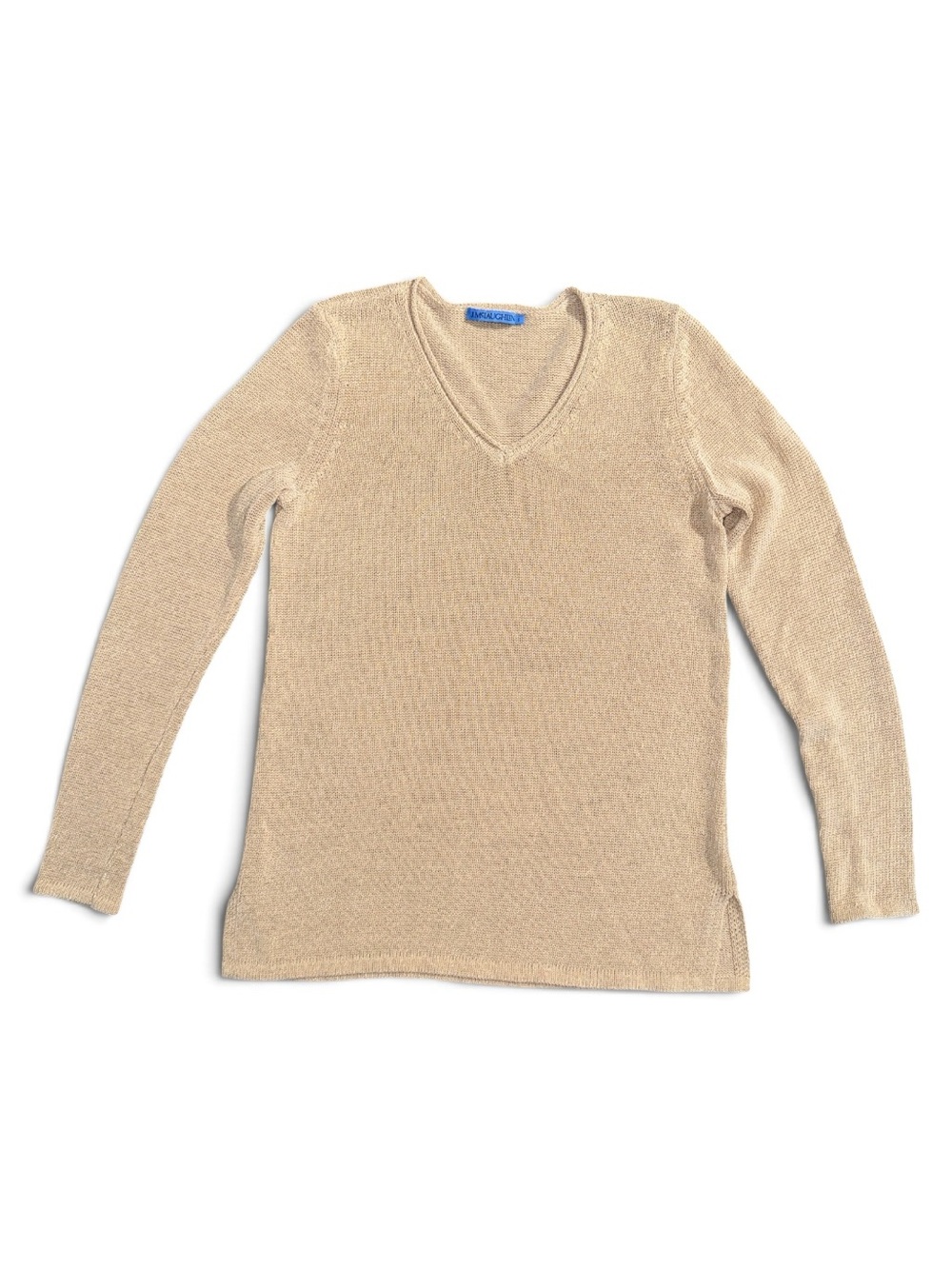 J. McLaughlin Small V Neck Callum Knit Neutral Tan Seeater